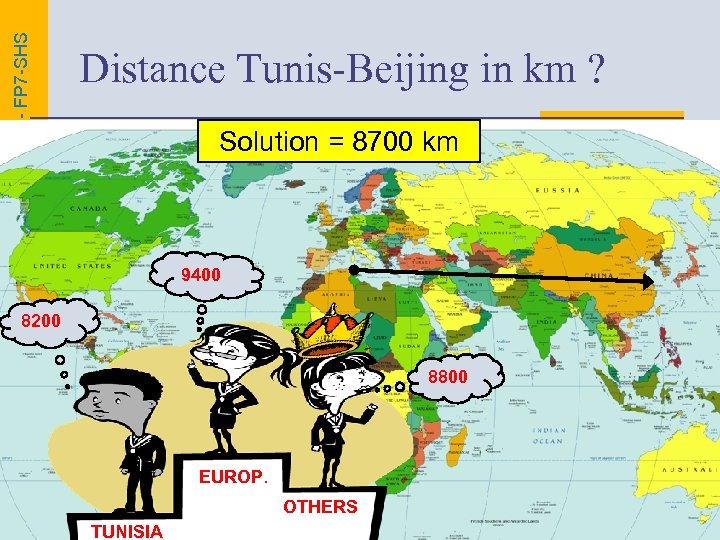 EUROBROADMAP PROJECT - FP 7 -SHS Distance Tunis-Beijing in km ? Solution = 8700