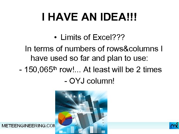 I HAVE AN IDEA!!! • Limits of Excel? ? ? In terms of numbers