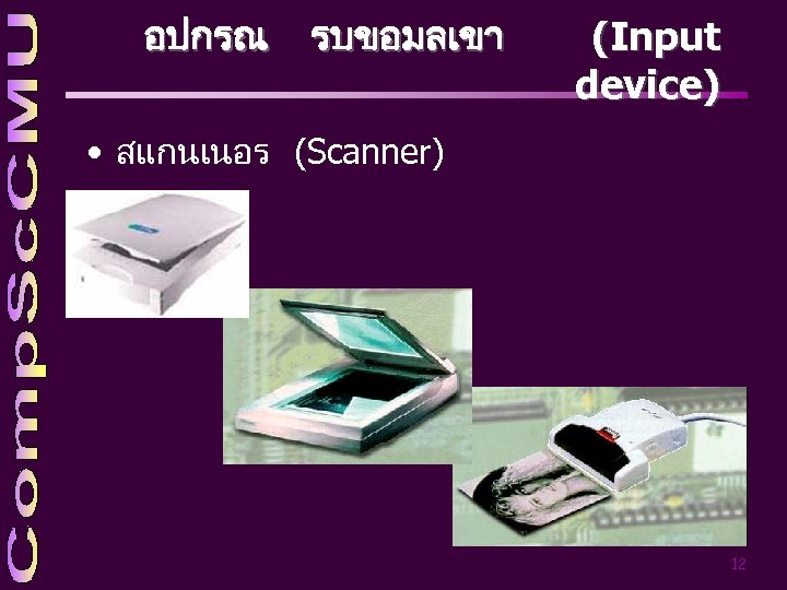อปกรณ รบขอมลเขา (Input device) • สแกนเนอร (Scanner) 12 