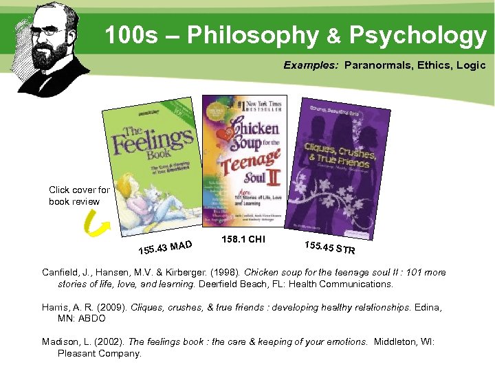 100 s – Philosophy & Psychology Examples: Paranormals, Ethics, Logic Click cover for book