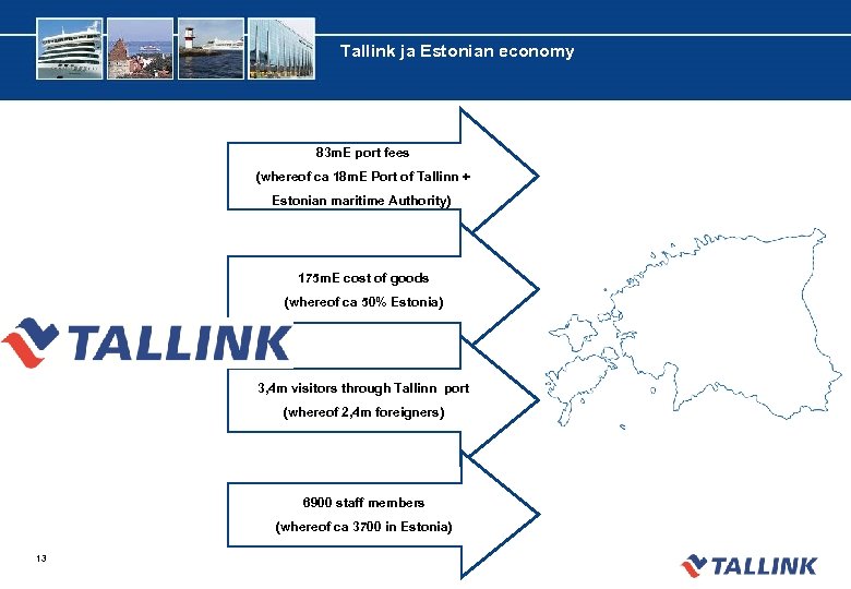Tallink ja Estonian economy 83 m. E port fees (whereof ca 18 m. E
