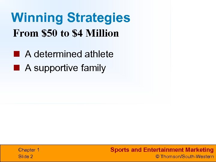Winning Strategies From $50 to $4 Million n A determined athlete n A supportive