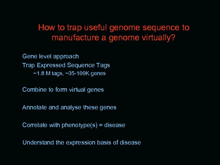 How to trap useful genome sequence to manufacture a genome virtually? Gene level approach