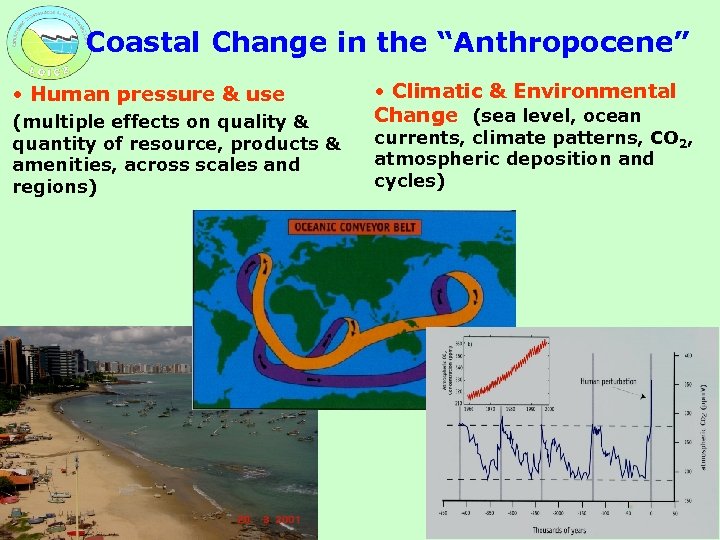 Coastal Change in the “Anthropocene” • Human pressure & use (multiple effects on quality