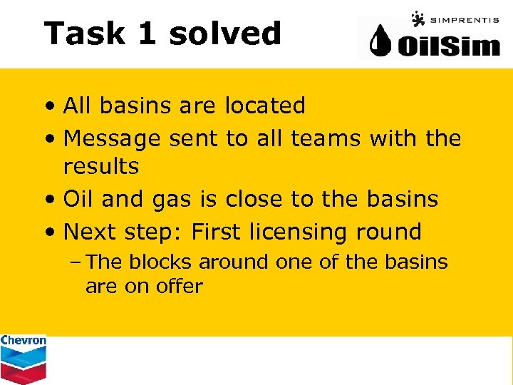 Task 1 solved • All basins are located • Message sent to all teams