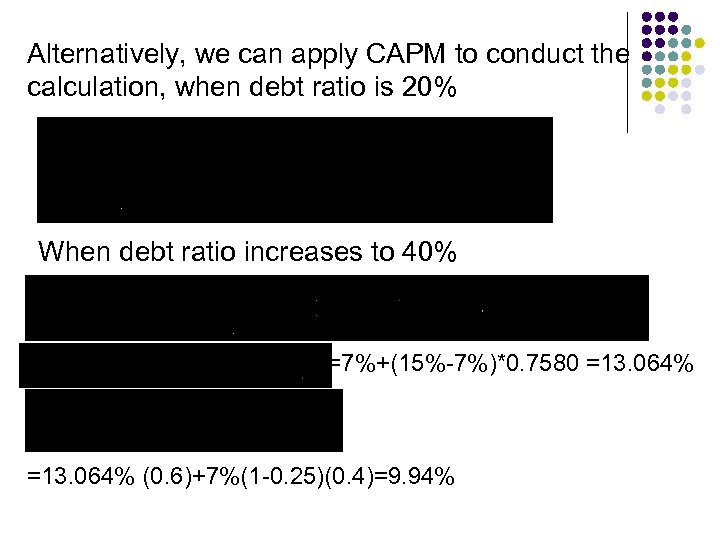 Alternatively, we can apply CAPM to conduct the calculation, when debt ratio is 20%