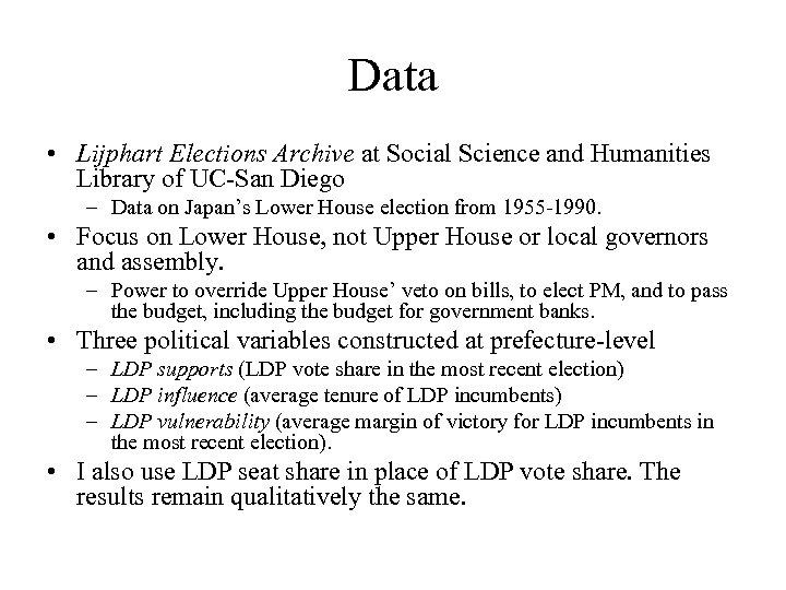Data • Lijphart Elections Archive at Social Science and Humanities Library of UC-San Diego