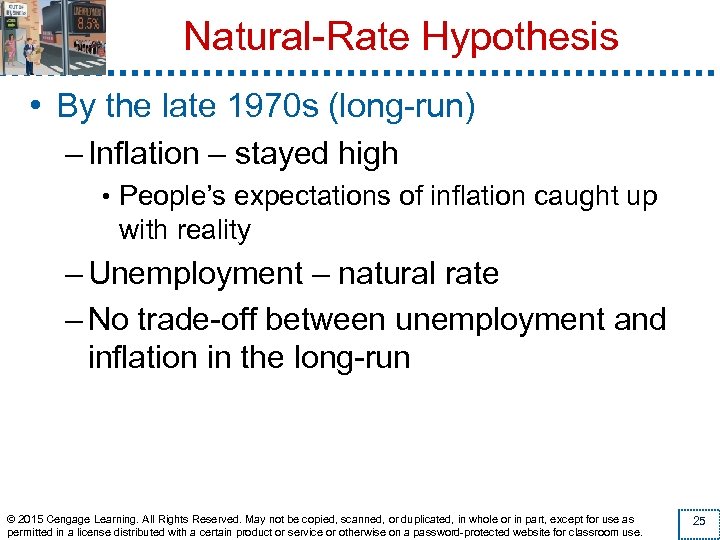 Natural-Rate Hypothesis • By the late 1970 s (long-run) – Inflation – stayed high