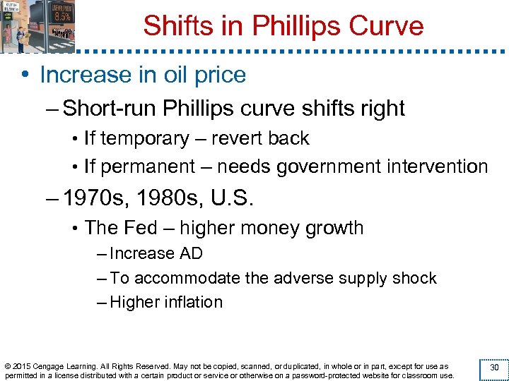 Shifts in Phillips Curve • Increase in oil price – Short-run Phillips curve shifts