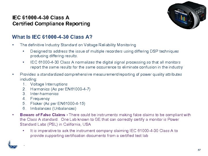 IEC 61000 -4 -30 Class A Certified Compliance Reporting What Is IEC 61000 -4