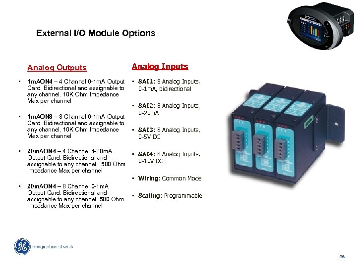 External I/O Module Options Analog Outputs • • Analog Inputs 1 m. AON 4