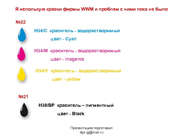 Я использую краски фирмы WWM и проблем с ними пока не было № 22