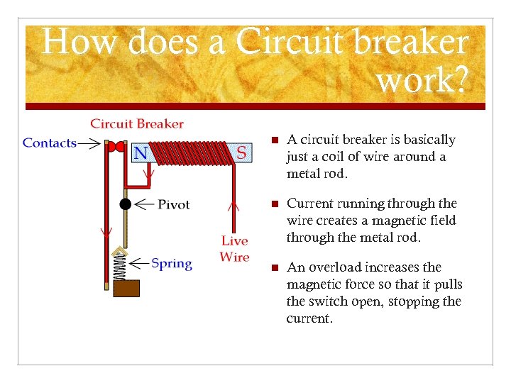 How does a Circuit breaker work? n A circuit breaker is basically just a