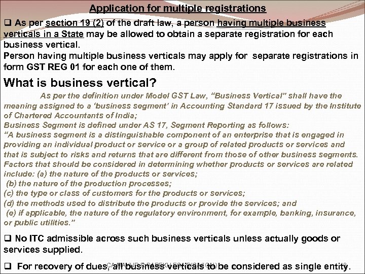 Application for multiple registrations q As per section 19 (2) of the draft law,