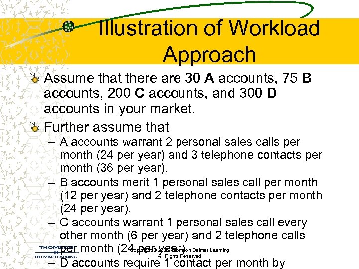 Illustration of Workload Approach Assume that there are 30 A accounts, 75 B accounts,