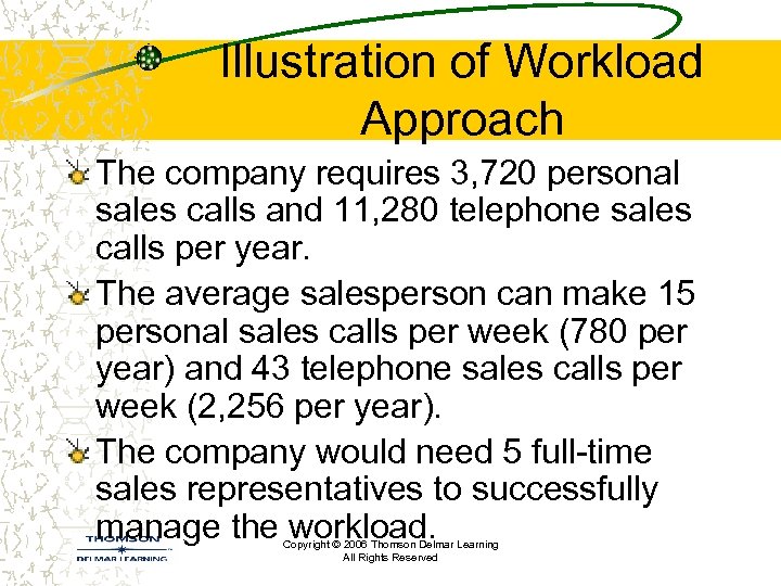 Illustration of Workload Approach The company requires 3, 720 personal sales calls and 11,