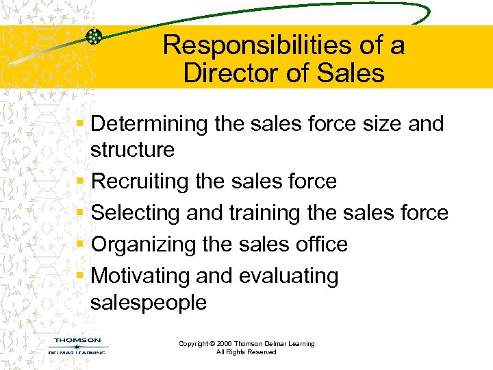 Responsibilities of a Director of Sales § Determining the sales force size and structure