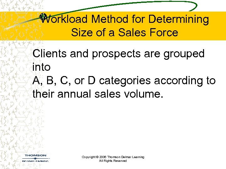Workload Method for Determining Size of a Sales Force Clients and prospects are grouped