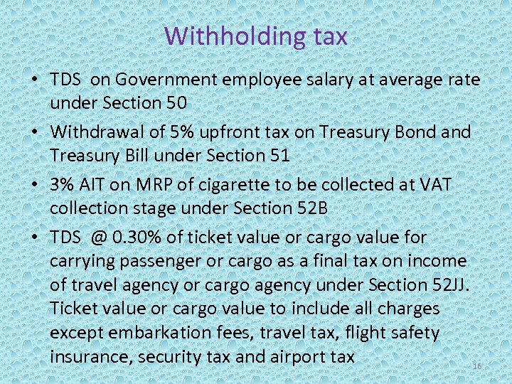 Withholding tax • TDS on Government employee salary at average rate under Section 50