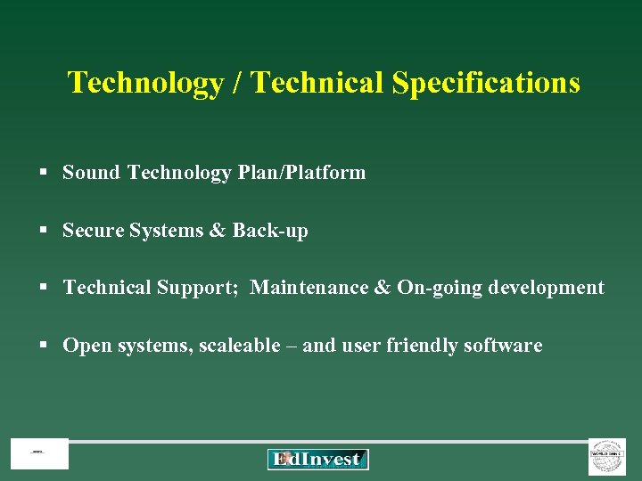 Technology / Technical Specifications § Sound Technology Plan/Platform § Secure Systems & Back-up §