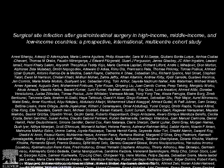 Surgical site infection after gastrointestinal surgery in high-income, middle-income, and low-income countries: a prospective,