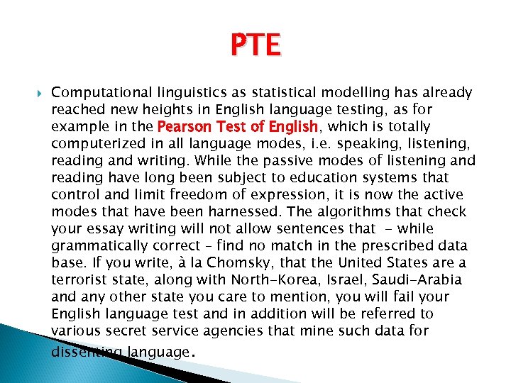 PTE Computational linguistics as statistical modelling has already reached new heights in English language