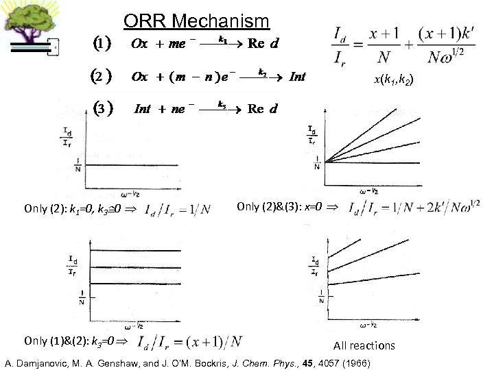 ORR Mechanism x(k 1, k 2) Only (2): k 1=0, k 3 0 Only