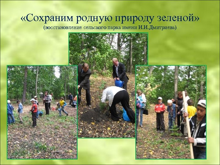  «Сохраним родную природу зеленой» (восстановление сельского парка имени И. И. Дмитриева) 