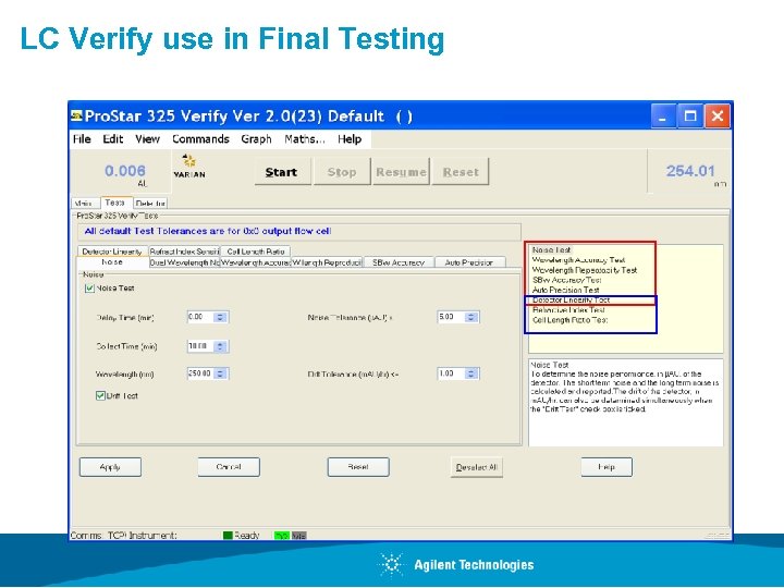 LC Verify use in Final Testing 