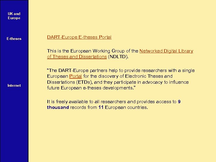 UK and Europe E-theses DART-Europe E-theses Portal This is the European Working Group of