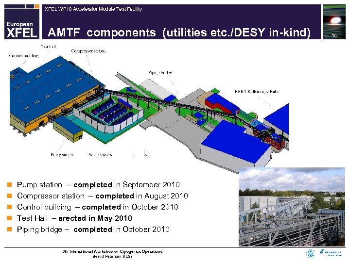 XFEL WP 10 Accelerator Module Test Facility AMTF components (utilities etc. /DESY in-kind) Pump