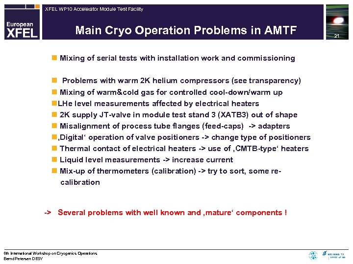 XFEL WP 10 Accelerator Module Test Facility Main Cryo Operation Problems in AMTF Mixing