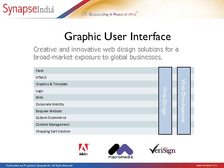 Graphic User Interface Creative and innovative web design solutions for a broad-market exposure to