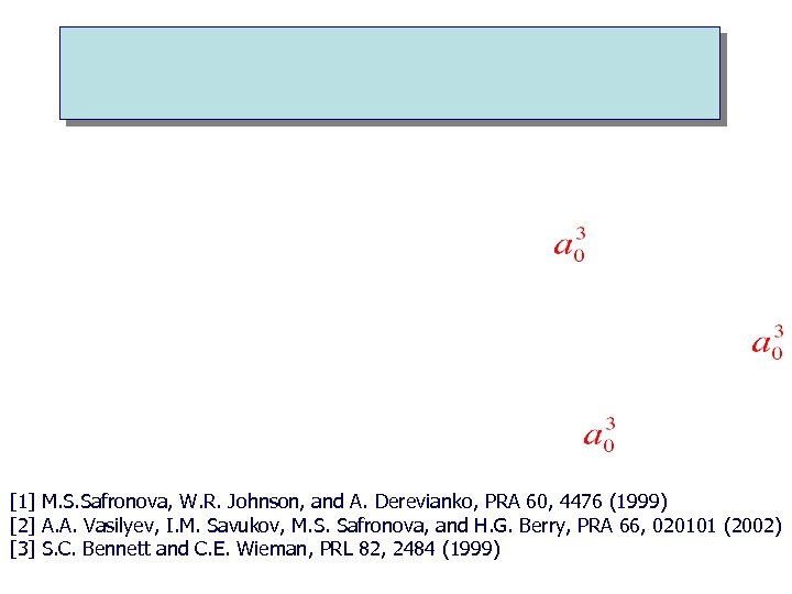 [1] M. S. Safronova, W. R. Johnson, and A. Derevianko, PRA 60, 4476 (1999)