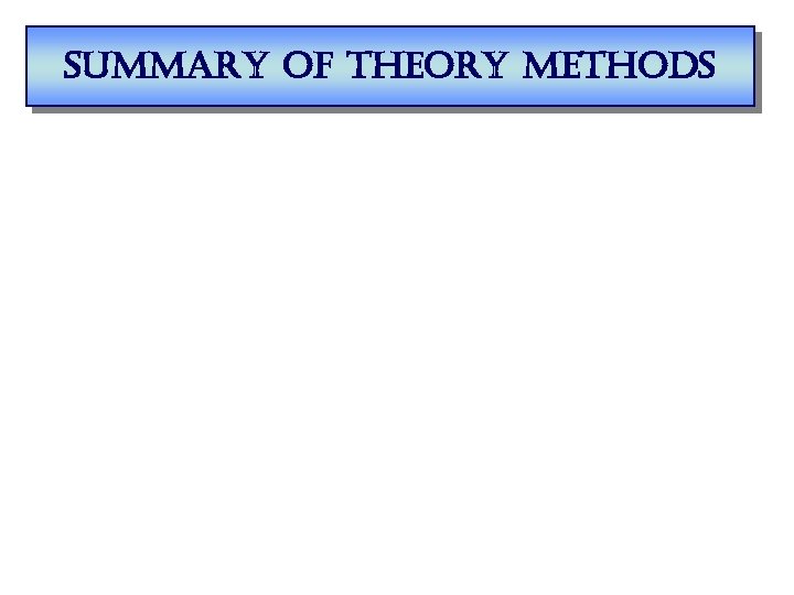 summary of theory methods 