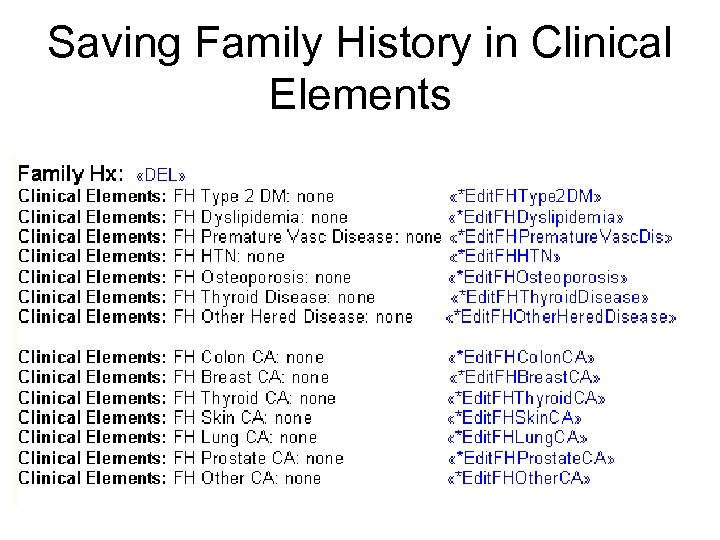 Saving Family History in Clinical Elements 