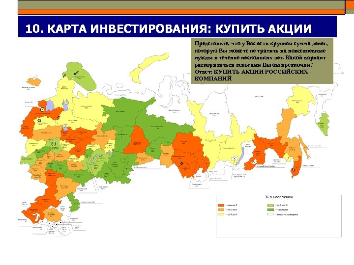 10. КАРТА ИНВЕСТИРОВАНИЯ: КУПИТЬ АКЦИИ Представьте, что у Вас есть крупная сумма денег, которую