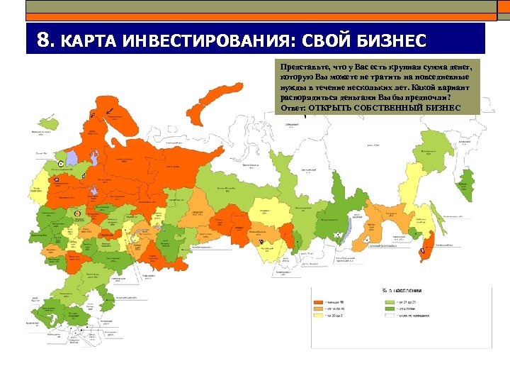 8. КАРТА ИНВЕСТИРОВАНИЯ: СВОЙ БИЗНЕС Представьте, что у Вас есть крупная сумма денег, которую