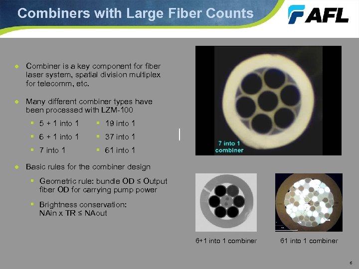 Combiners with Large Fiber Counts ● Combiner is a key component for fiber laser