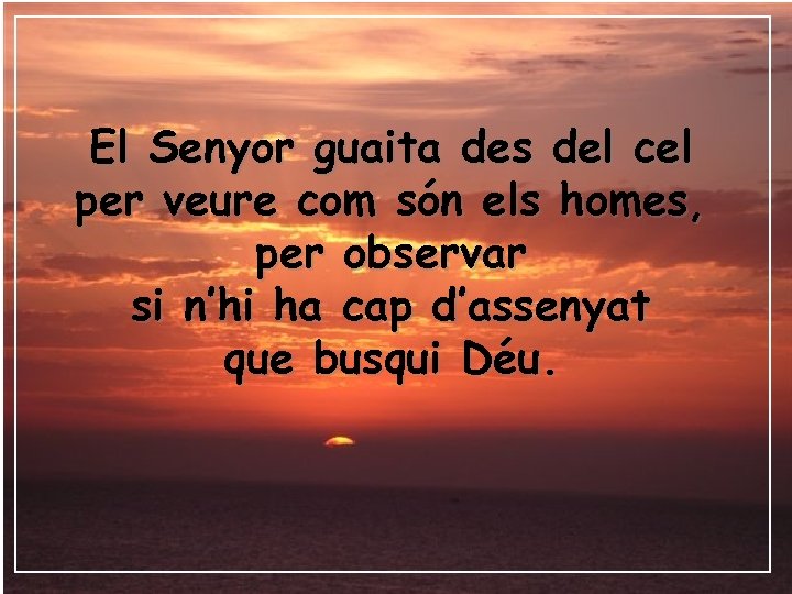 El Senyor guaita des del cel per veure com són els homes, per observar