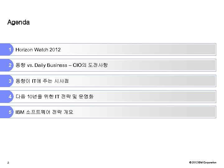 Agenda 1 Horizon Watch 2012 2 동향 vs. Daily Business – CIO의 도전사항 3