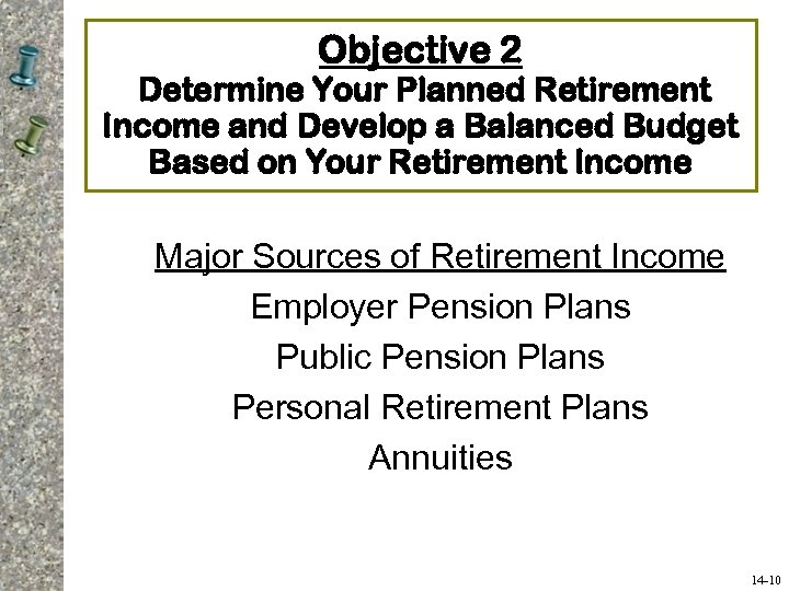 Objective 2 Determine Your Planned Retirement Income and Develop a Balanced Budget Based on