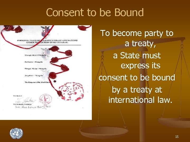 Consent to be Bound To become party to a treaty, a State must express