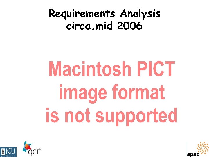 Requirements Analysis circa. mid 2006 