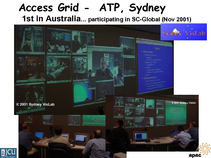 Access Grid - ATP, Sydney 1 st in Australia… participating in SC-Global (Nov 2001)