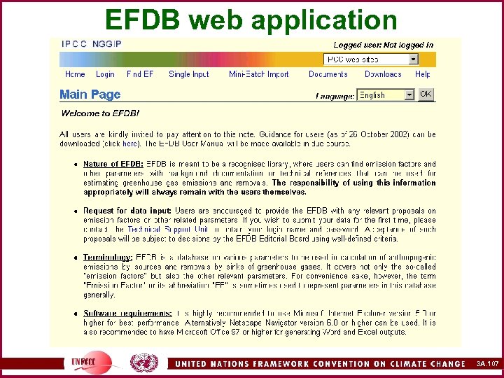 EFDB web application 3 A. 107 