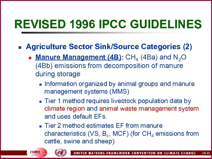 REVISED 1996 IPCC GUIDELINES n Agriculture Sector Sink/Source Categories (2) n Manure Management (4