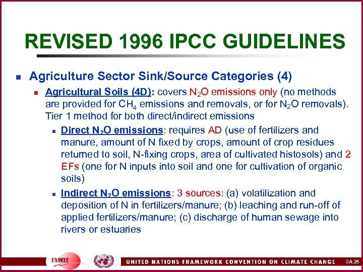 REVISED 1996 IPCC GUIDELINES n Agriculture Sector Sink/Source Categories (4) n Agricultural Soils (4