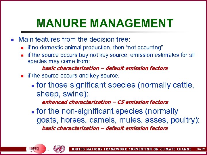 MANURE MANAGEMENT n Main features from the decision tree: n n n if no